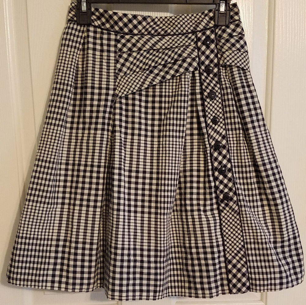 Anthropologie Odille Navy Gingham skirt